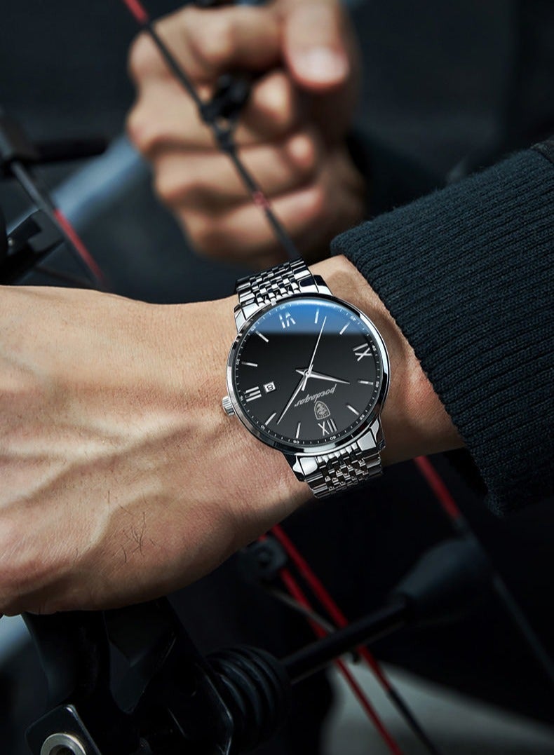 POEDAGAR Watch For Men Stainless Steel Quartz Luminous Water Resistant Watch - Image 2