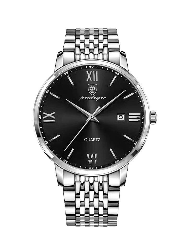 POEDAGAR Watch For Men Stainless Steel Quartz Luminous Water Resistant Watch - Image 1