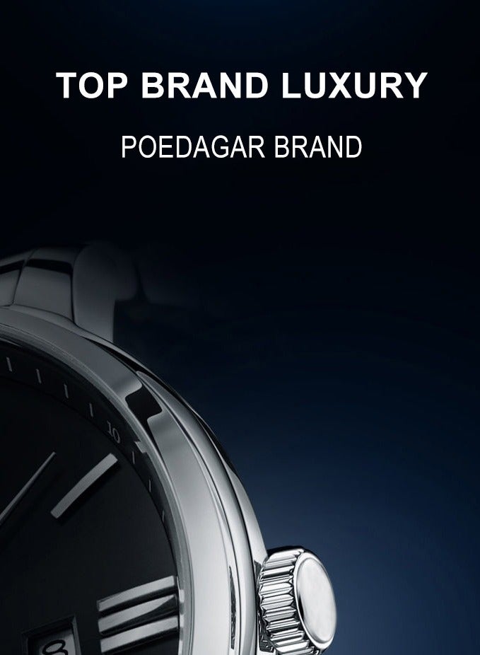 POEDAGAR Watch For Men Stainless Steel Quartz Luminous Water Resistant Watch - Image 5