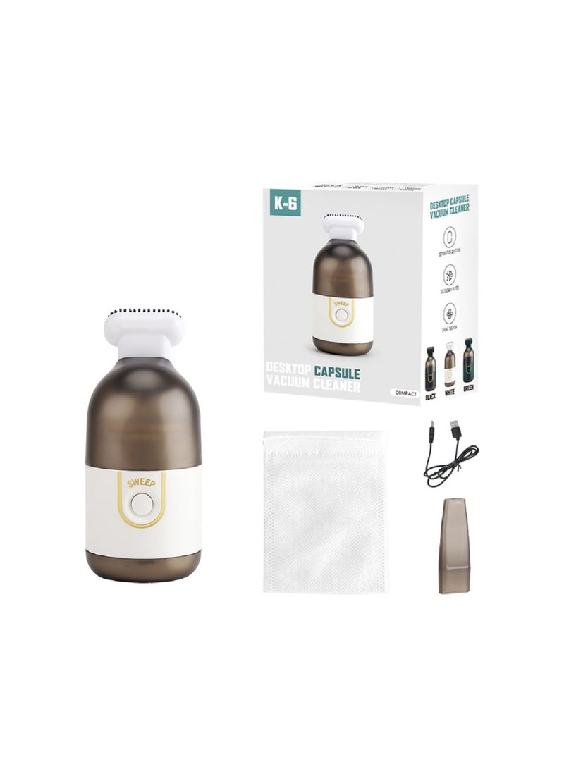 KASTWAVE مكنسة كهربائية صغيرة للمكتب، مكنسة كهربائية محمولة لاسلكية للوحة المفاتيح، مكنسة كهربائية محمولة قابلة لإعادة الشحن لتنظيف الغبار والشعر والفتات وبقايا الممحاة ورماد السجائر، باللون الأبيض - Image 1