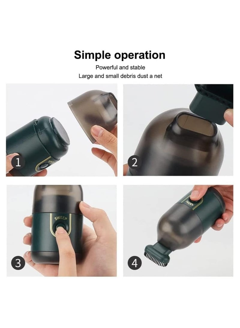 KASTWAVE مكنسة كهربائية صغيرة للمكتب، مكنسة كهربائية محمولة لاسلكية للوحة المفاتيح، مكنسة كهربائية محمولة قابلة لإعادة الشحن لتنظيف الغبار والشعر والفتات وبقايا الممحاة ورماد السجائر، باللون الأبيض - Image 4