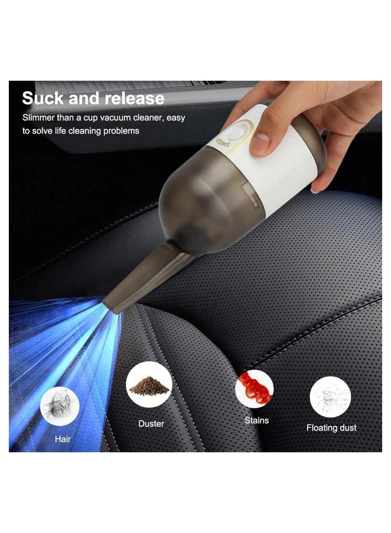 KASTWAVE مكنسة كهربائية صغيرة للمكتب، مكنسة كهربائية محمولة لاسلكية للوحة المفاتيح، مكنسة كهربائية محمولة قابلة لإعادة الشحن لتنظيف الغبار والشعر والفتات وبقايا الممحاة ورماد السجائر، باللون الأبيض - Image 2