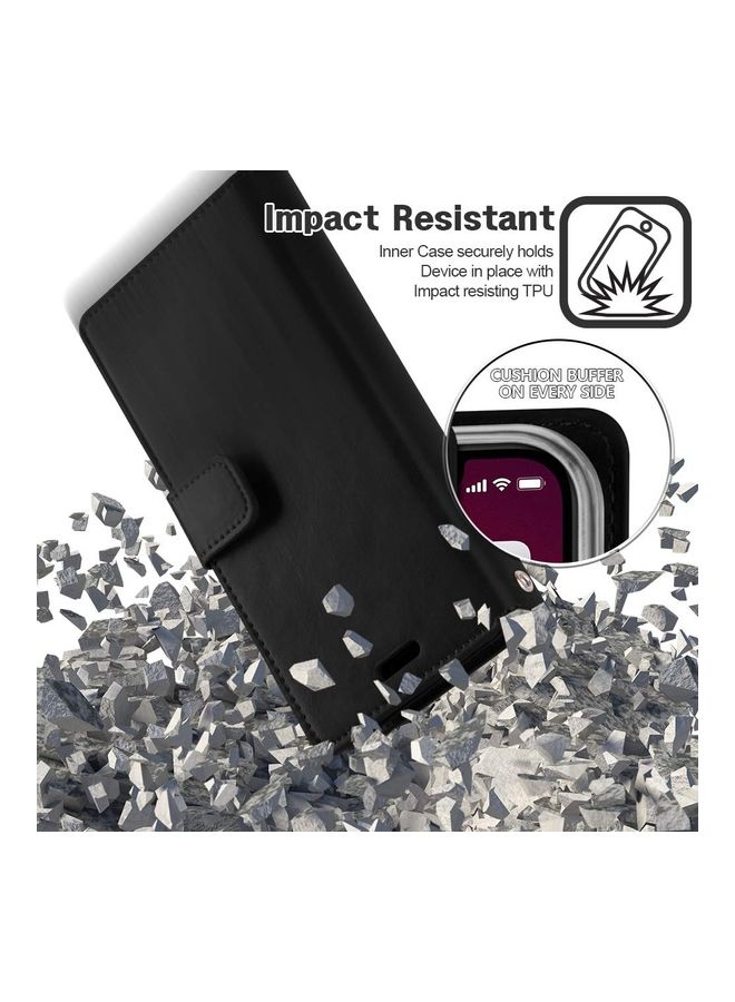 Loquat iPhone 12 Pro Max Leather Protection Flip Cover Wallet Case Black - Image 5