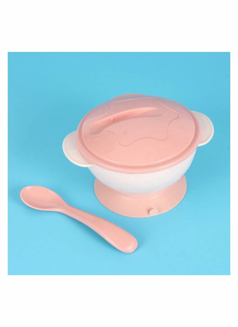 Y&D - 2 Sets Baby Feeding Bowls Suction Toddler Portable Dinner Plates Tablewarefor Children Babies Kids (Pink+Green) - Image 1