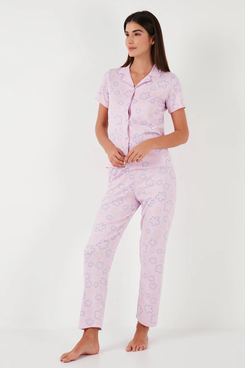 Lela Regular Fit Shirt Collar Short Sleeve Pajama Set Women's Pajama Set 65780124