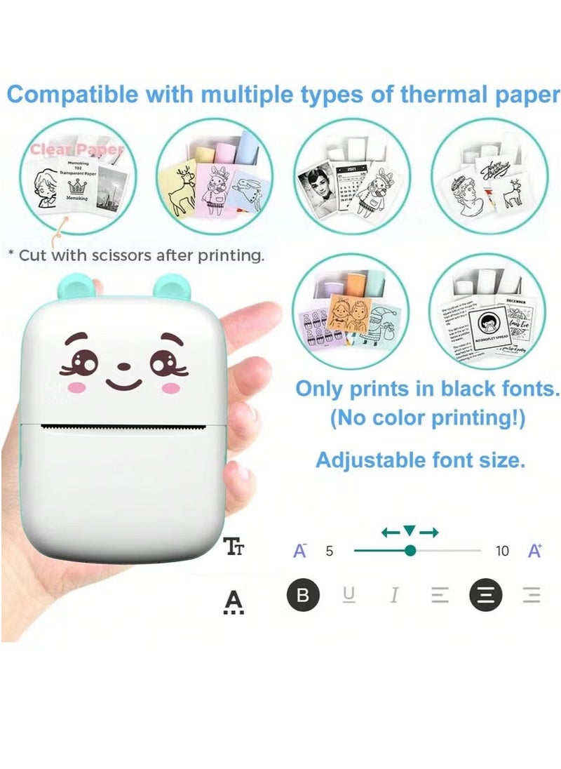 Mini Portable Thermal Printer – Inkless Bluetooth Printer for Android & iOS App | Compact Wireless Printer for Photos, Notes, To-Do Lists, Study, Home, Office & Gifting – Ideal for Kids, Students, and Professionals