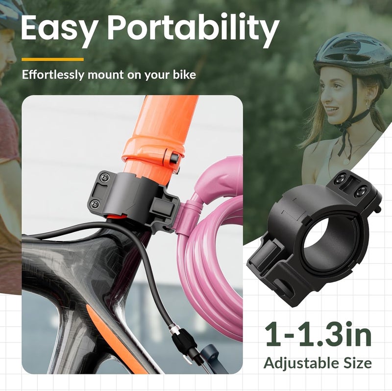 Titanker Bike Lock, Bicycle Lock 4 Feet Cable Lock 1/2 Inch Resettable Bike Lock Combination with Mounting Bracket, Bike Accessories for Bicycle, Electric Scooter, Motorcycle - Image 5