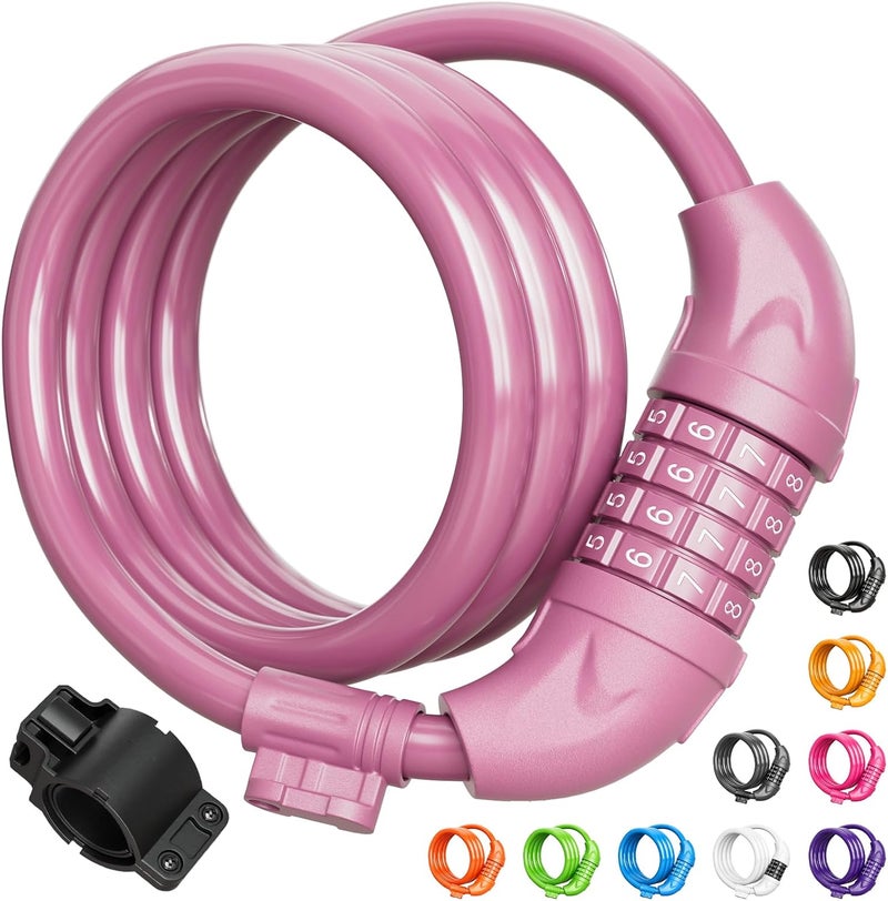 Titanker Bike Lock, Bicycle Lock 4 Feet Cable Lock 1/2 Inch Resettable Bike Lock Combination with Mounting Bracket, Bike Accessories for Bicycle, Electric Scooter, Motorcycle - Image 1
