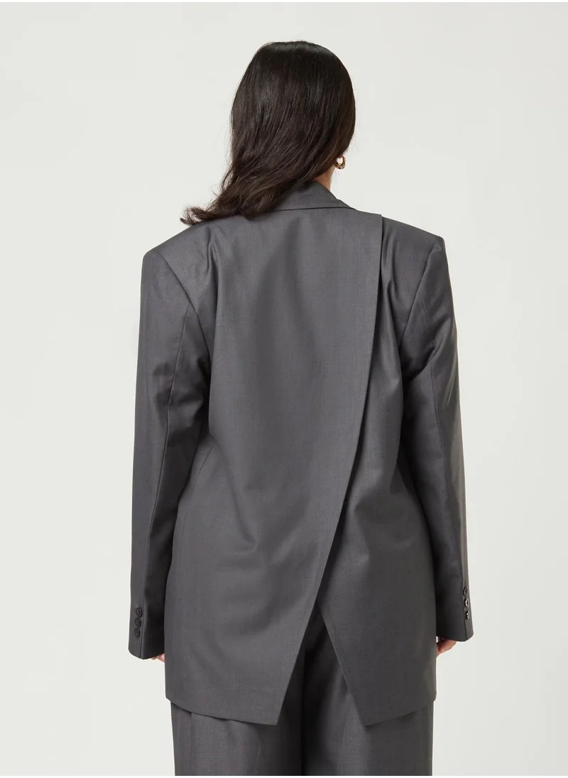 IZEL Back cut Over-sized Grey Two-piece Suit Set with pants