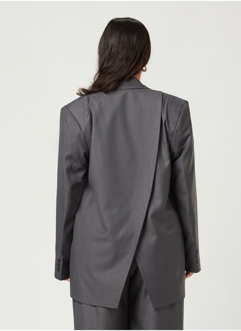 IZEL Back cut Over-sized Grey Two-piece Suit Set with pants  - Image 4