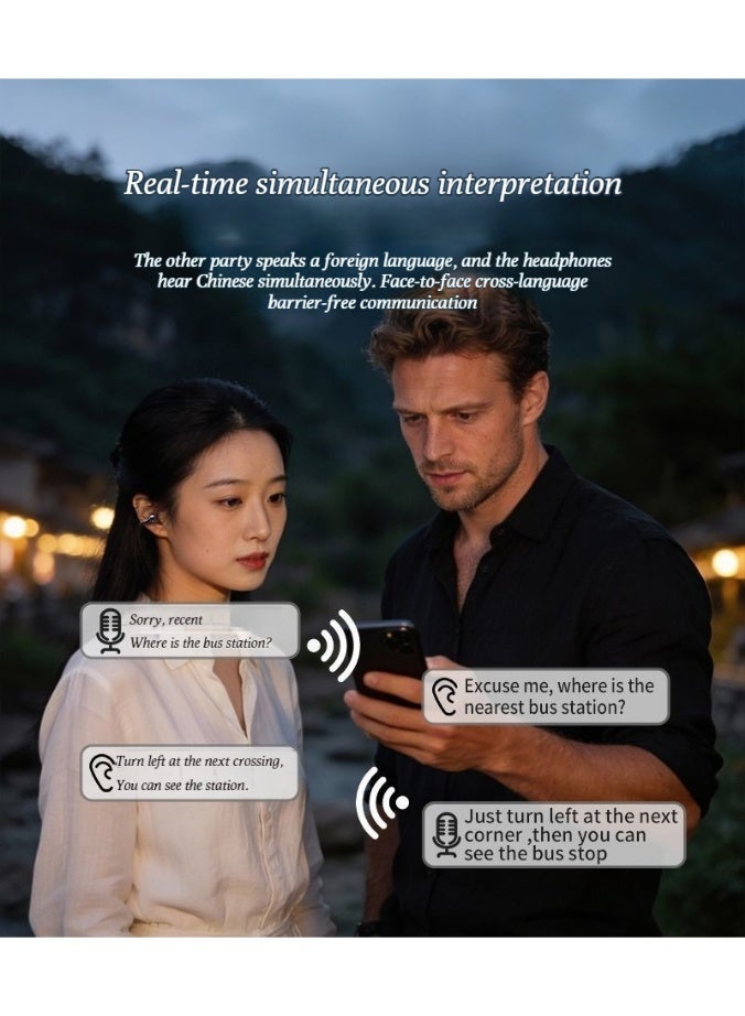 Bluetooth headphones for simultaneous interpretation with wireless in-ear active noise cancellation for real-time real-time language translation of Bluetooth headphones - Image 5