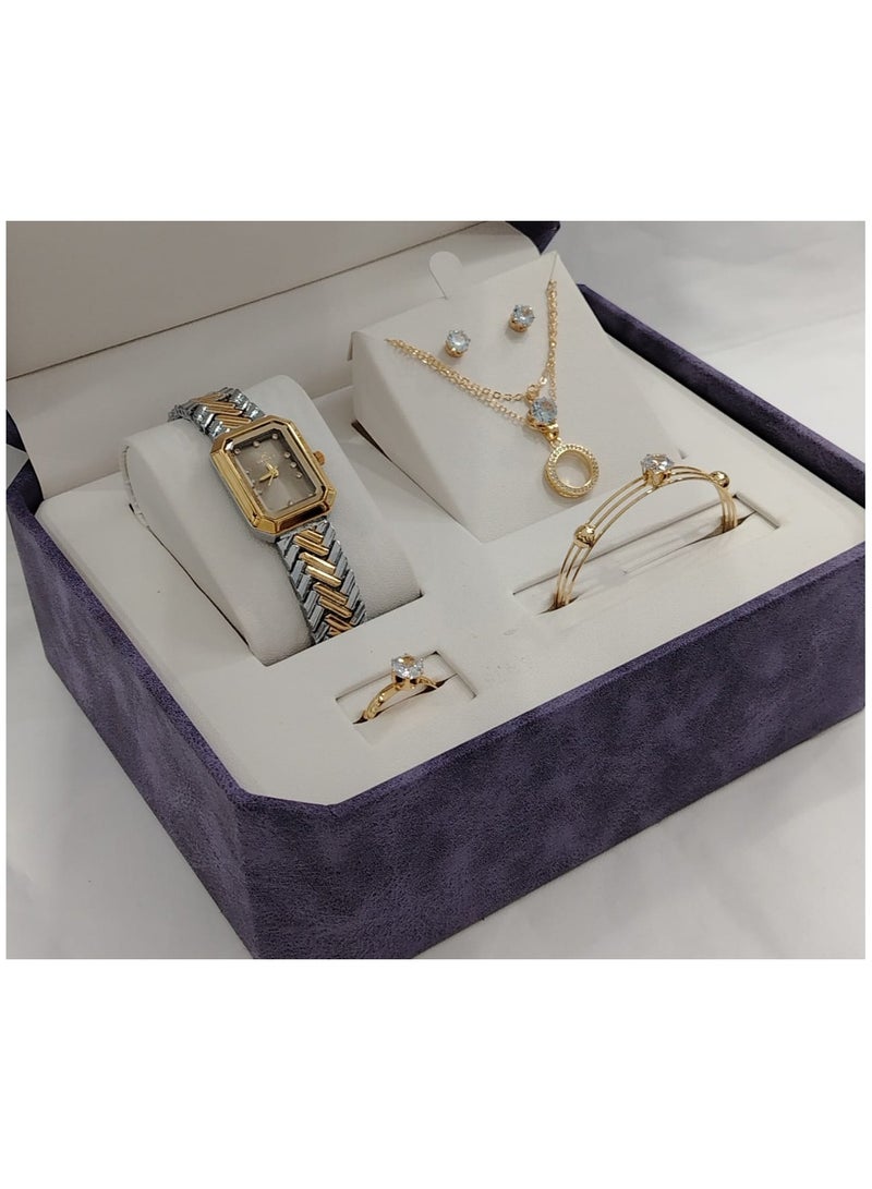 Generic Soft and elegant women's sets, zircon, steel watch 
