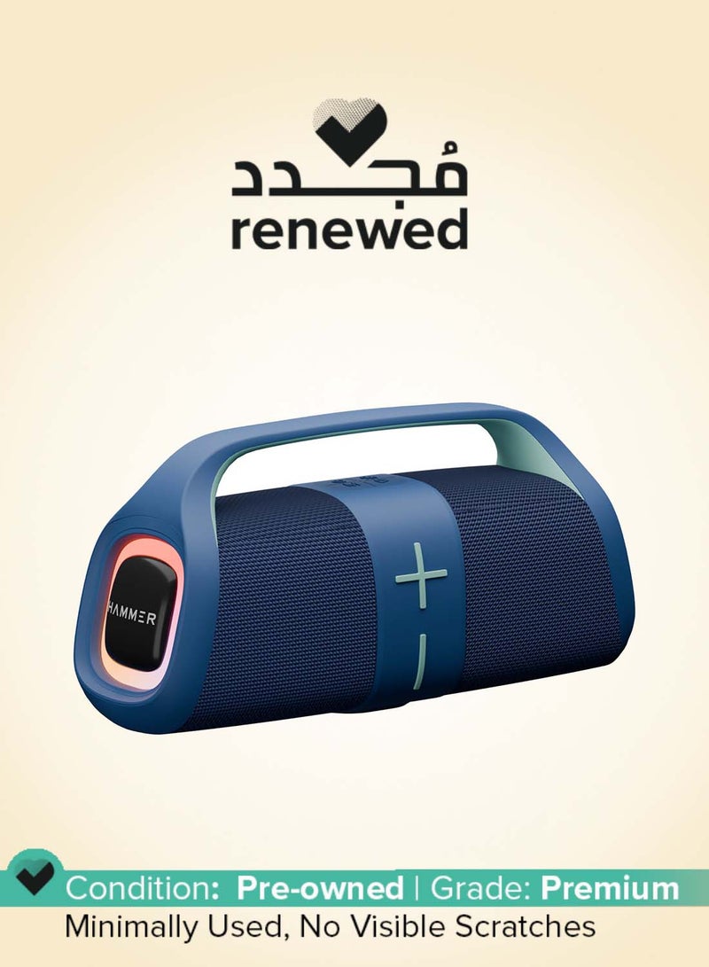 Hammer Renewed - Boom 30W Bluetooth Speaker with RGB Lights, Dual Passive Radiators, TWS Function, Type-C Charging, Multi-Connectivity (AUX/USB/TF/Bluetooth), Built-in Mic, Upto 30H Playtime, Carry Handle Blue - Image 1
