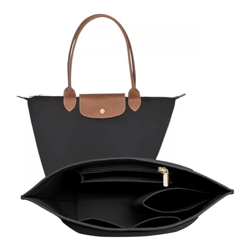 LOUKAYCCI Felt Purse Organizer Insert for Longchamp Le Pliage L Handbag Insert (Large, Black) - Image 1