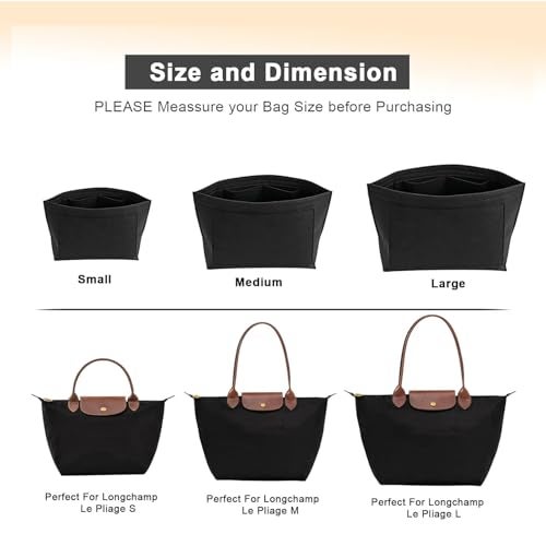 LOUKAYCCI Felt Purse Organizer Insert for Longchamp Le Pliage L Handbag Insert (Large, Black) - Image 4