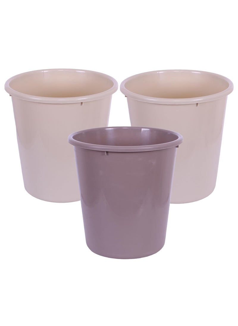 Urbane Home Urbane Home Dustbin Open Dustbin Plastic Garbage Dustbin Dustbin For Kitchen Dustbin For Bathroom Office Dustbin Plain Sada Dustbin 10 LTR Pack of 3 Multi  - Image 1