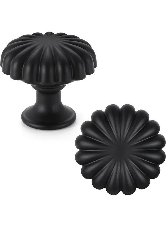 Black Zinc Alloy Floral Cabinet Knobs 2pcs Kitchen Dresser Drawer Pulls - Image 2