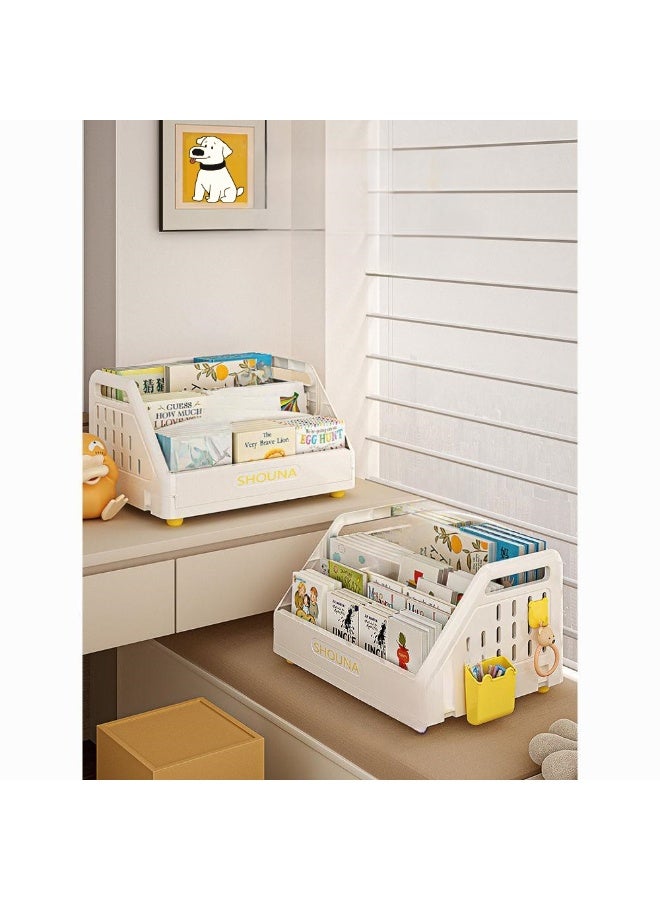 خزانة كتب من 3 طبقات، رف كتب 2 في 1 مع تخزين، خزانة كتب مونتيسوري للحضانة، غرفة النوم، غرفة اللعب، باللون الأبيض - Image 3