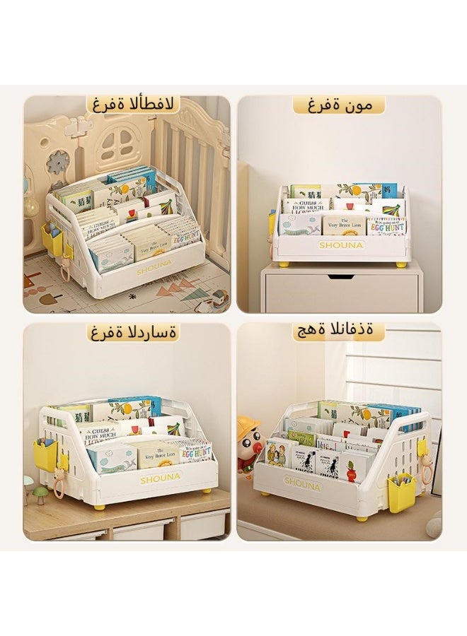 خزانة كتب من 3 طبقات، رف كتب 2 في 1 مع تخزين، خزانة كتب مونتيسوري للحضانة، غرفة النوم، غرفة اللعب، باللون الأبيض - Image 2