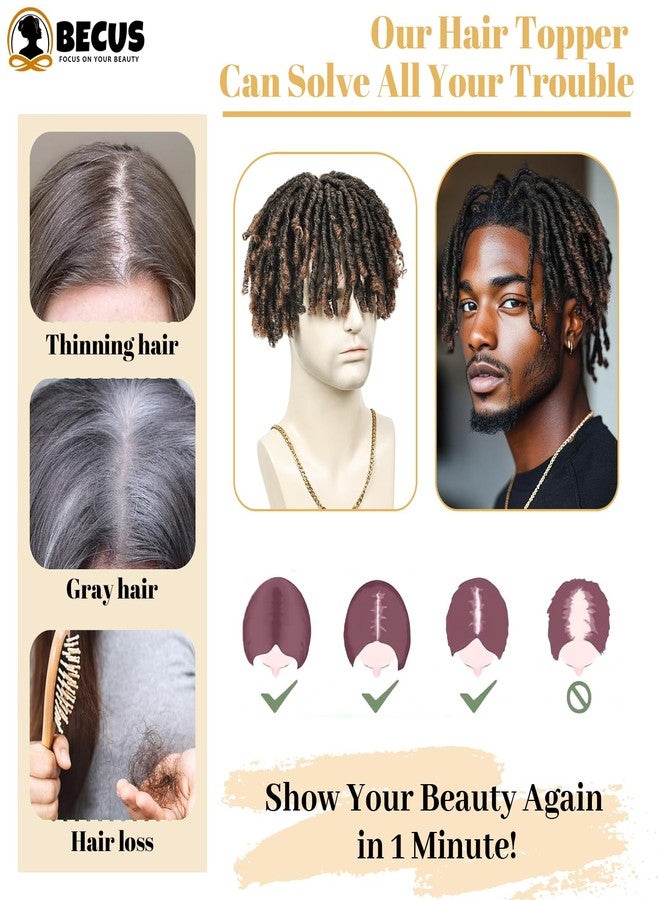 BECUS Dreadlock Toupee for Men Short Braided Toppers for Black Women Curly Synthetic Topper - Image 3