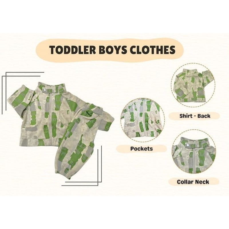 Paper Print Jumper 2-Piece Set for Boys, Cute Paper Print Casual Long Sleeve Sweatshirt with Co ord Pant, Best for Gifting Pack of 1 - Image 3
