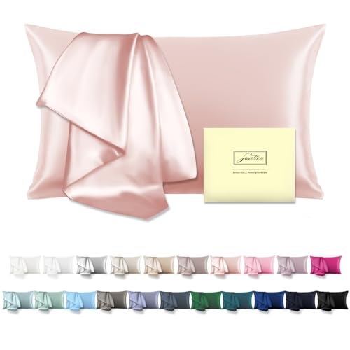 Suatien Mulberry Silk Pillow Cases Standard Size Silk Pillowcase with Zipper Soft Breathable Smooth Cooling Satin Silk Pillow Covers for Sleeping for Hair and Skin (Coral,20"X 26",1Pcs) - Image 1