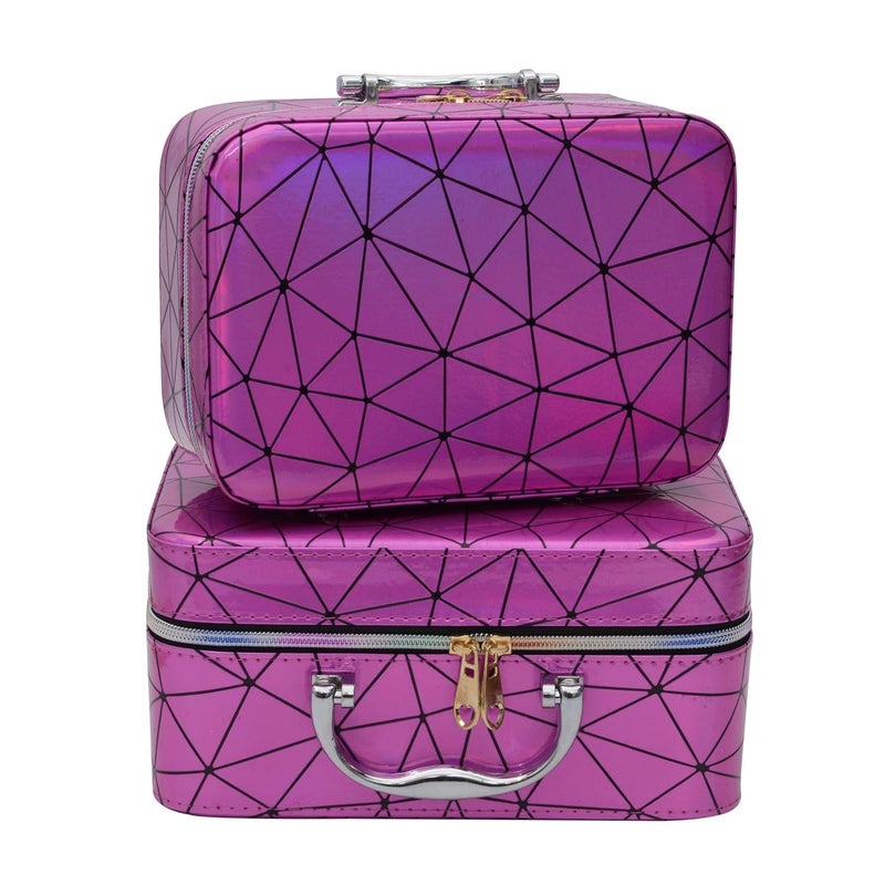 STORE 2508 Store2508 Professional Rainbow Beauty Make Up Storage Organiser Vanity Case Box Set of 2 Hotpink - Image 1