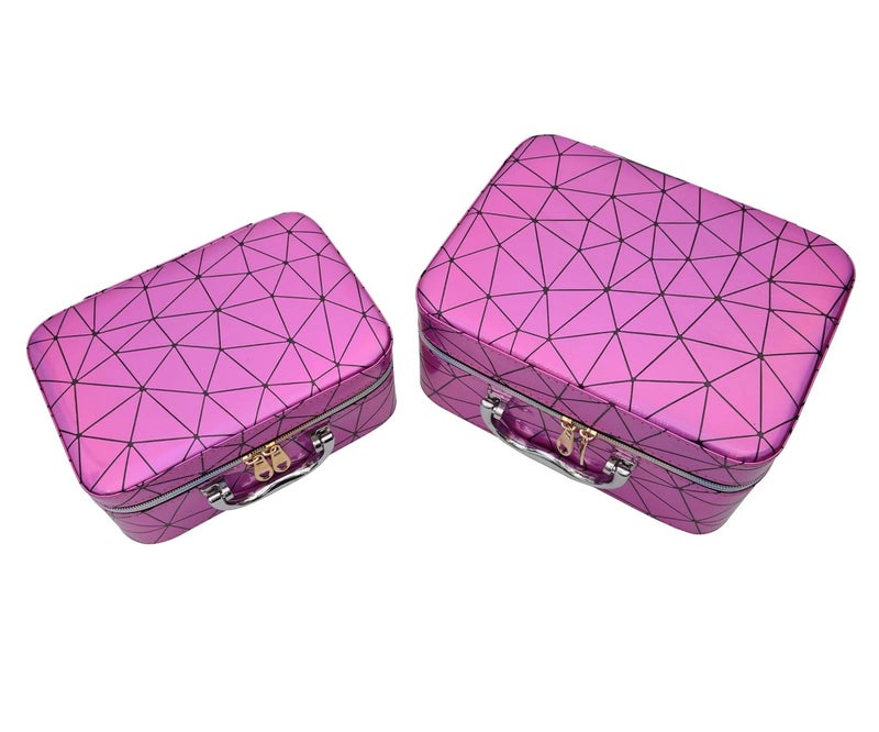 STORE 2508 Store2508 Professional Rainbow Beauty Make Up Storage Organiser Vanity Case Box Set of 2 Hotpink - Image 3
