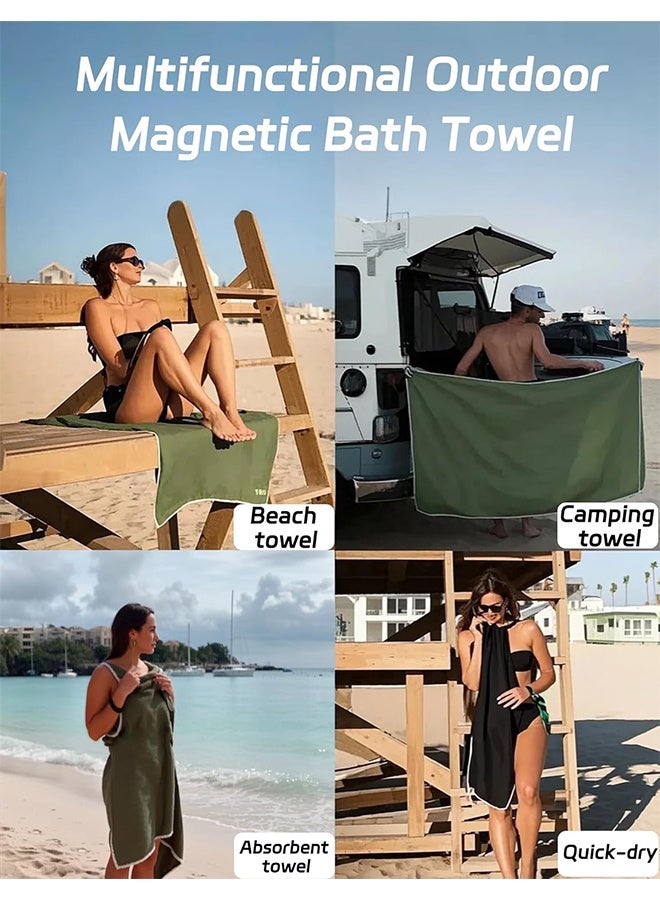 Magnetic Bath Towel Oversized Quick-Dry Microfiber Towel with Magnetic Closure, Super Absorbent & Sand-Resistant for Beach, Pool, Travel, Gym & Camping 75"x30" (Gray) - Image 4