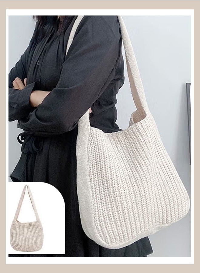 كان واي حقيبة الحياكة ذات كبيرة السعة حمل حقيبة رسول حقيبة الكتف بلون واحد للمرأة - Image 1