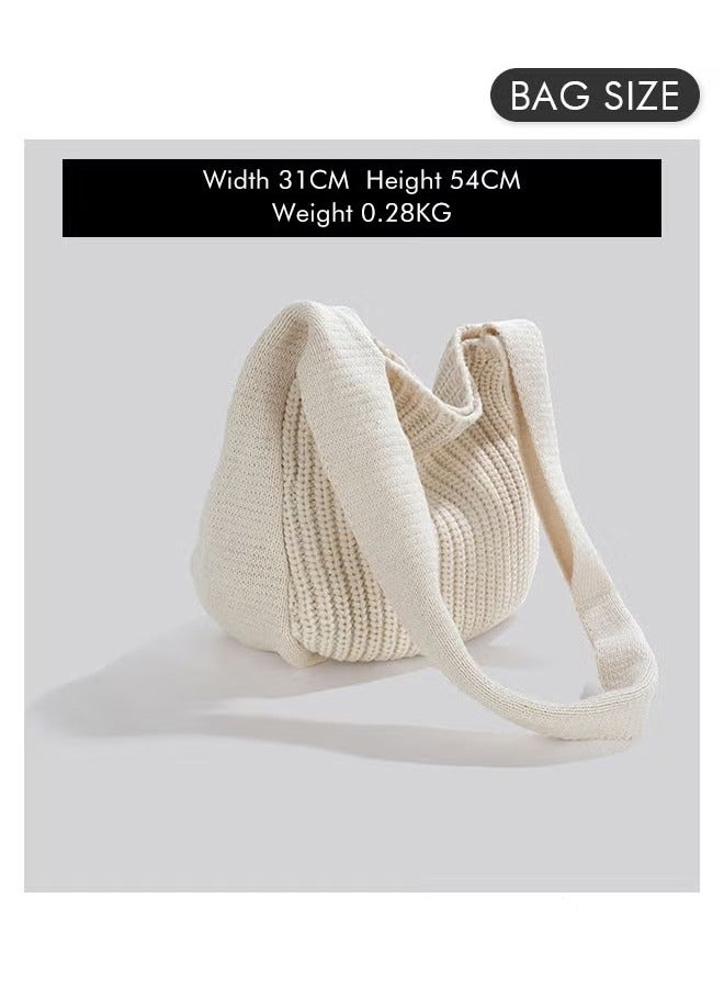 كان واي حقيبة الحياكة ذات كبيرة السعة حمل حقيبة رسول حقيبة الكتف بلون واحد للمرأة - Image 4