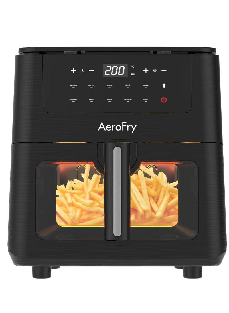 Aerofry Panoramic Glass View Digital Air Fryer - 6L, Large Capacity, Multi Functions with 360° High Speed Air Technology 6 L 1600 W KDF-681D black - Image 2
