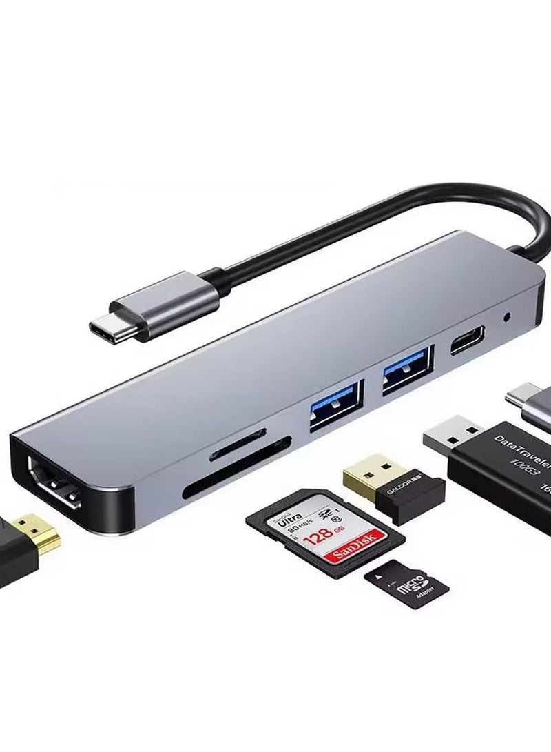 6 in 1 USB C Hub with 100W PD Charging, Type C to HDMI 4K 30Hz Adapter, USB Hub 3.0 5Gbps Data Transfer Ports, Compatible for MacBook Pro/Air 2023 M2/M1, iPad Pro/Air, HP, Dell, ASUS, Lenovo, etc - Image 2