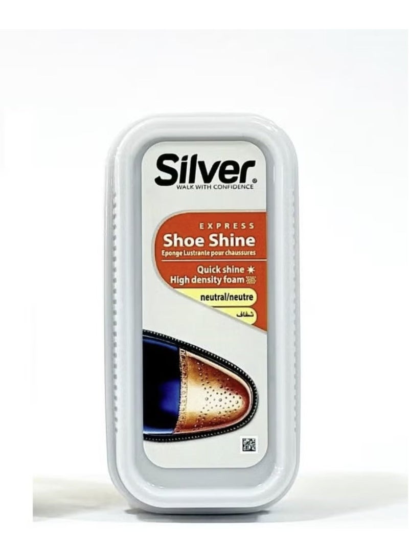 Silver Express Instant Shine Sponge for Shoes Bags and Boots Large Size 6ml Clear - Image 1