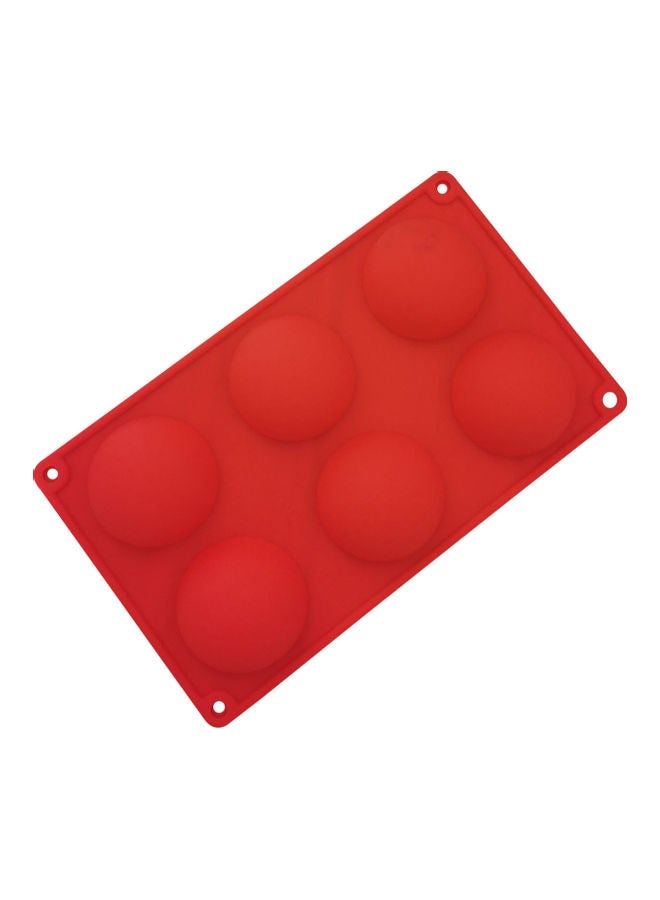 Silicone 6 Cavity Half Ball Sphere Cake Mold Red 29x17cm - Image 1
