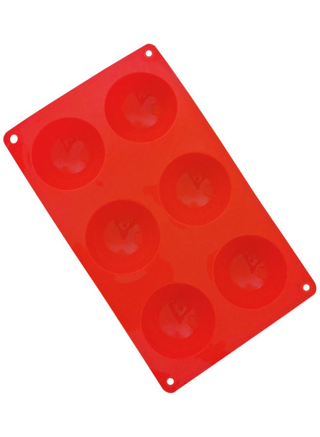 Silicone 6 Cavity Half Ball Sphere Cake Mold Red 29x17cm - Image 3