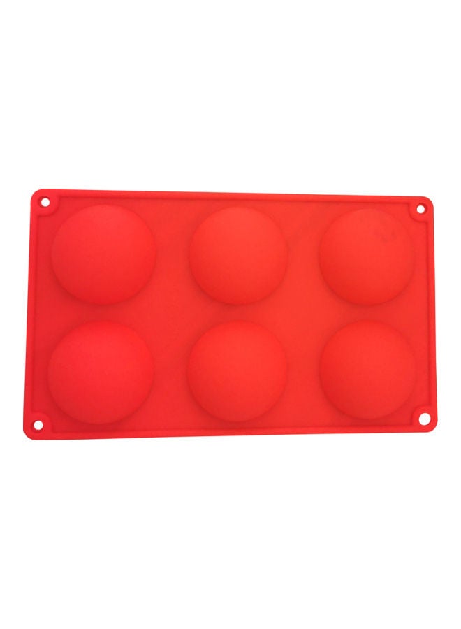 Silicone 6 Cavity Half Ball Sphere Cake Mold Red 29x17cm - Image 2