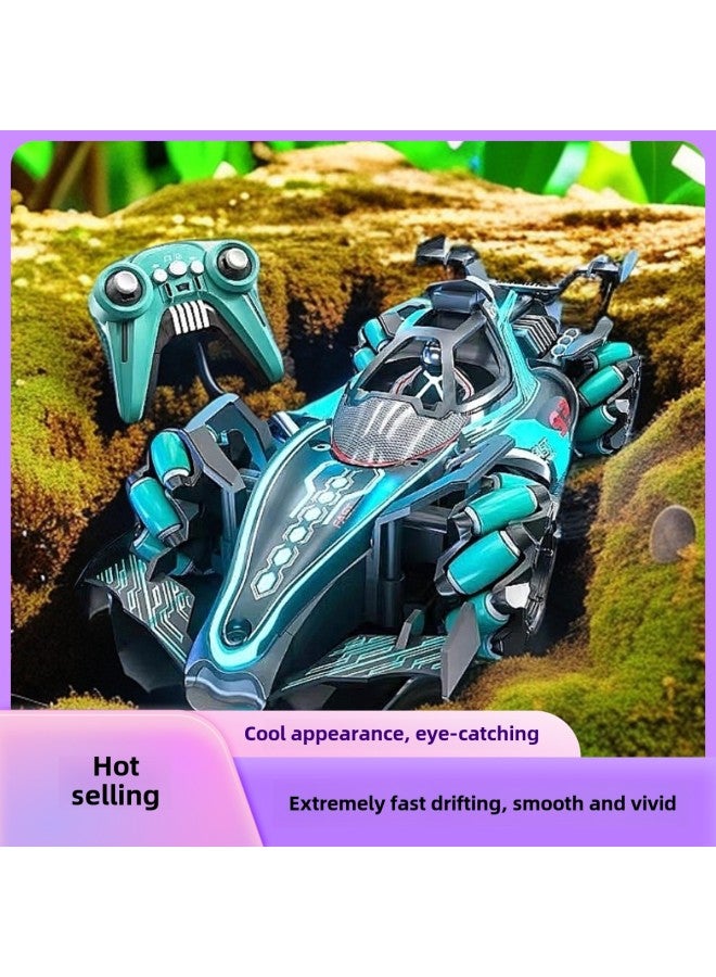 Loquat F1 Equation Remote Control Stunt Racing Four-wheel Drive Light Spray Gesture Induction Children's Stunt Drift Toy Car-Color:F1 Formula Racing-green 【single Remote Control】-Proportion:Deluxe Three Ba - Image 2