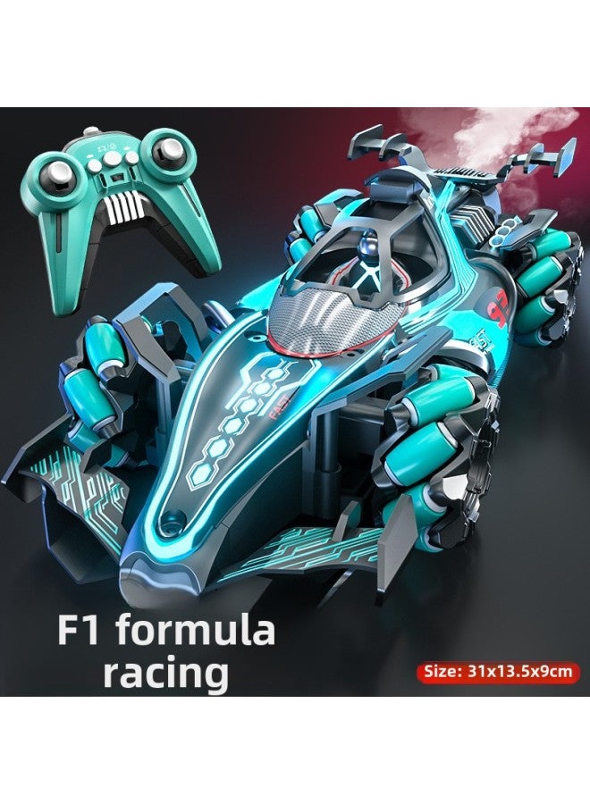 Loquat F1 Equation Remote Control Stunt Racing Four-wheel Drive Light Spray Gesture Induction Children's Stunt Drift Toy Car-Color:F1 Formula Racing-green 【single Remote Control】-Proportion:Deluxe Three Ba - Image 1