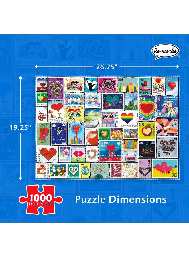 Re-Marks Love Letters Stamps Collage Puzzle, 1000 Piece Puzzle For All Ages - Image 4