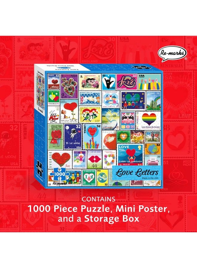 Re-Marks Love Letters Stamps Collage Puzzle, 1000 Piece Puzzle For All Ages - Image 3