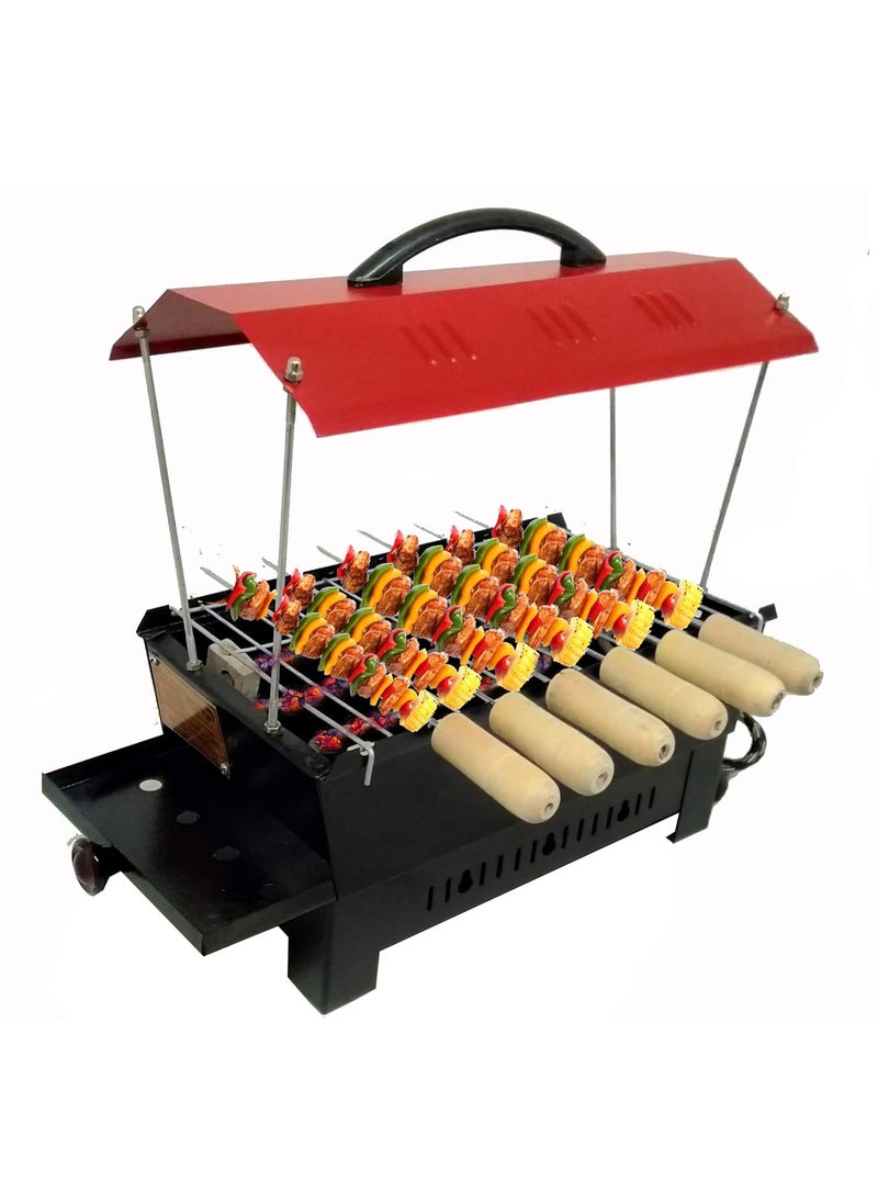 Geico-master Geicomaster Red Hut Shape Electric Charcoal Barbecue Portable Light Weight Simple Grill for Outdoor Camping Picnic Travel Barbecue Grill  - Image 1