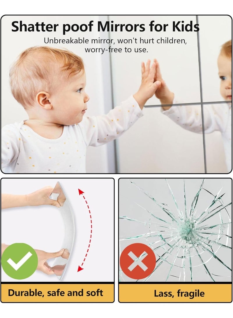 4 Pack Self Adhesive Acrylic Mirror, 30 x 20 cm Mirror Tiles, Flexible Plastic Mirror Sheets Wall Stickers, 2MM Thick Mirrors - Image 3