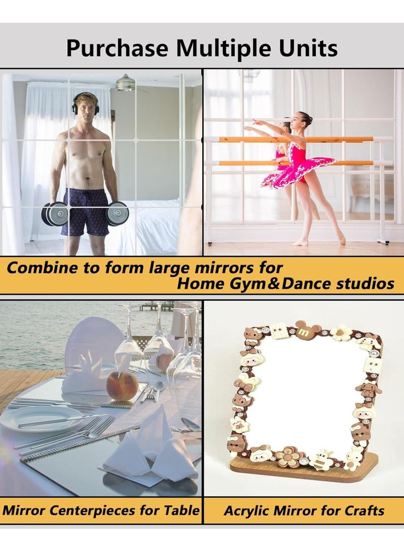 4 Pack Self Adhesive Acrylic Mirror, 30 x 20 cm Mirror Tiles, Flexible Plastic Mirror Sheets Wall Stickers, 2MM Thick Mirrors - Image 5
