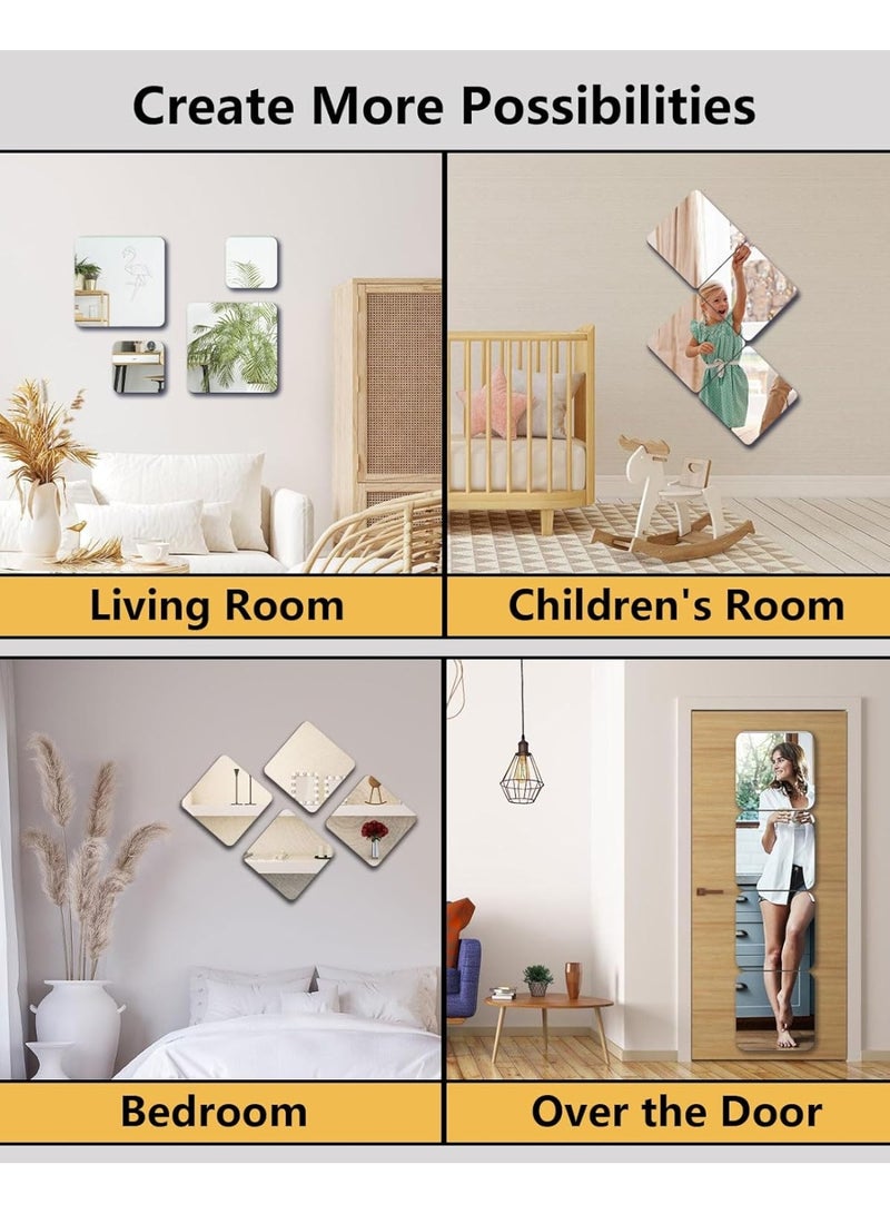 4 Pack Self Adhesive Acrylic Mirror, 30 x 20 cm Mirror Tiles, Flexible Plastic Mirror Sheets Wall Stickers, 2MM Thick Mirrors - Image 4