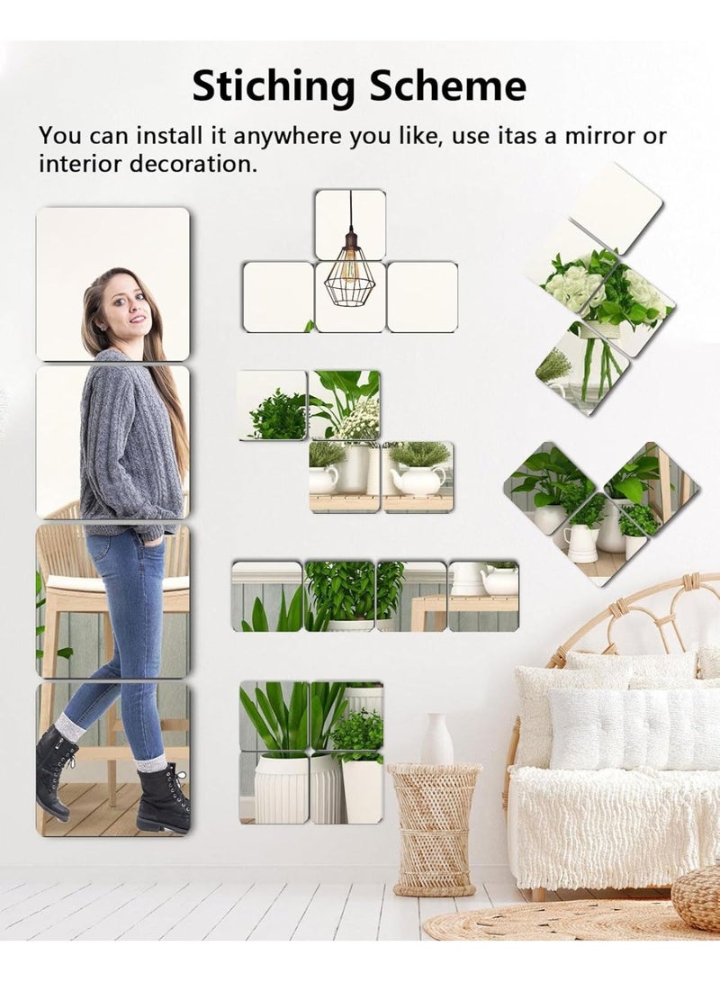 4 Pack Self Adhesive Acrylic Mirror, 30 x 20 cm Mirror Tiles, Flexible Plastic Mirror Sheets Wall Stickers, 2MM Thick Mirrors - Image 2