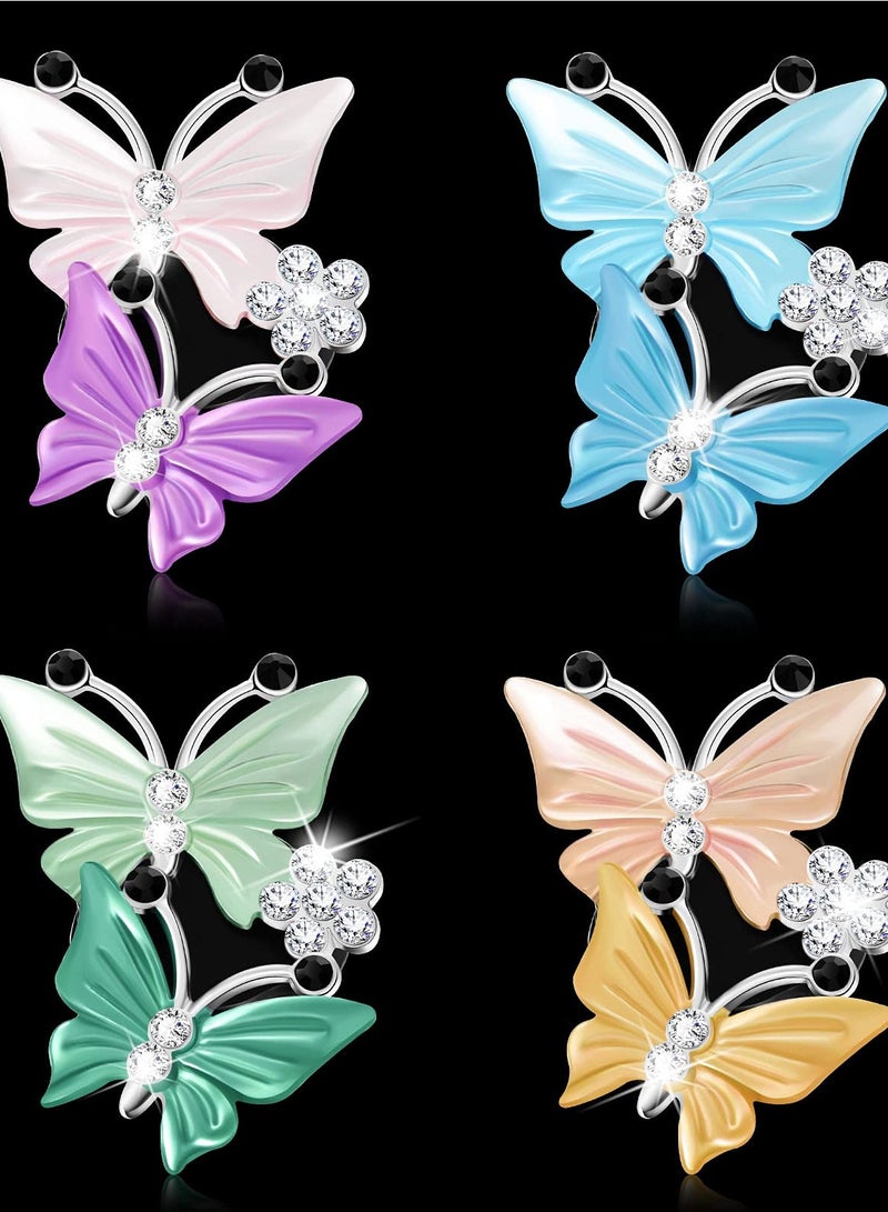 SYOSI 4 Pieces Car Butterfly Diffuser Vent Clip, Car Air Vent Decoration Lovely Dual Butterfly Car Interior Decoration Charm Rhinestone Car Bling Accessories for Women Girls  - Image 1
