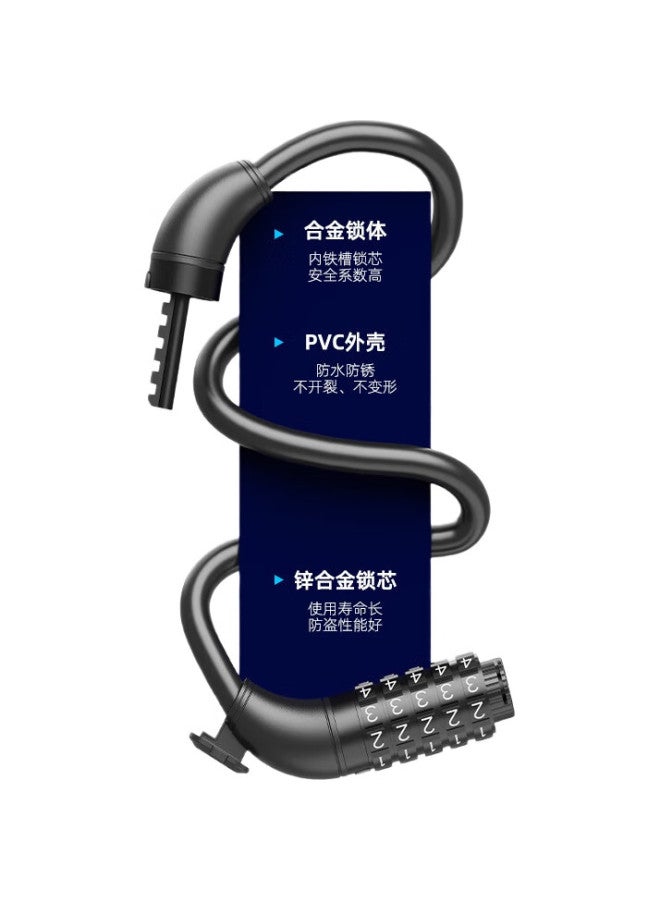 yaphtes Bicycle Lock, Combination Lock, Anti-Theft Lock For Mountain Bikes, Electric Bikes, And Scooters, Steel Cable Lock - Image 3