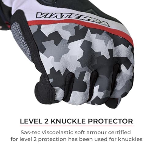 ViaTerra Roost V1 Offroad Trail Bike Riding Gloves | SAS-Tec Level 2 Knuckle Protector | Superior Grip | Mobile Friendly (Snow Camo, XXL) - Image 2