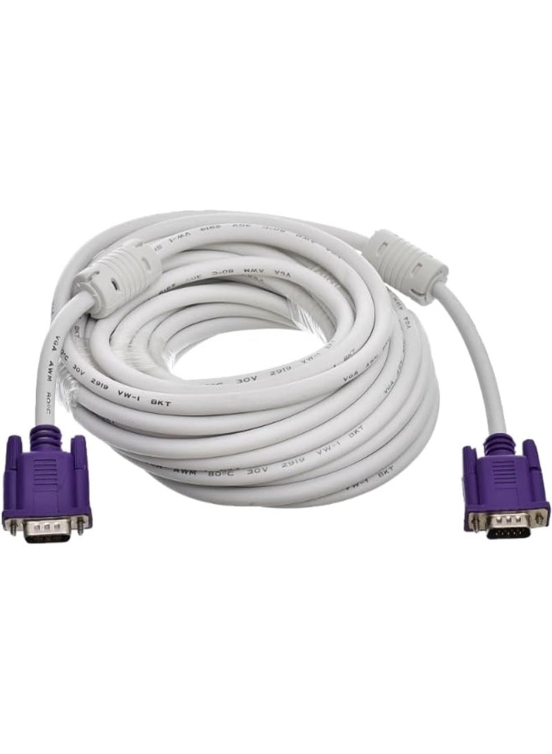 ابلس كابل VGA طراز AB-64V بطول 10 أمتار – كابل VGA رقمي فاخر (بنية 3+5) يتميز بقلب من النحاس الخالي من الأكسجين، ونقل إشارة عالي السرعة، وموصلات من نوع (ذكر-ذكر)، وتصميم دائري؛ مناسب لأجهزة الكمبيوتر والشاشات وأجهزة العرض (البروجيكتور) وأجهزة التلفزيون عالية الدقة (HDTV). - Image 1